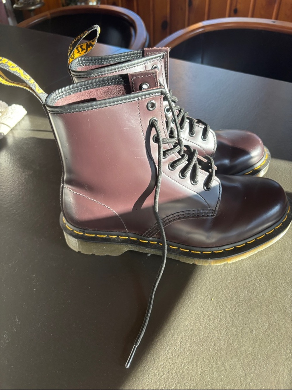 Dr. Martens Burgundy Leather 8-Eye Boots